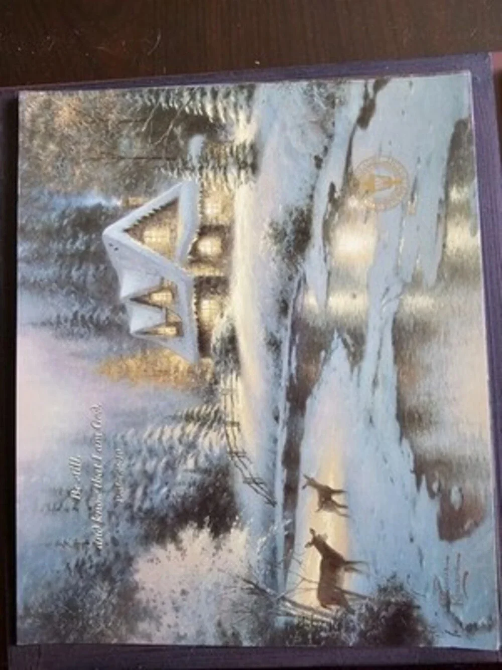 Thomas Kinkade Wooden Wall-Mounted Perpetual Calendar w/ 4 Art Prints Tiles